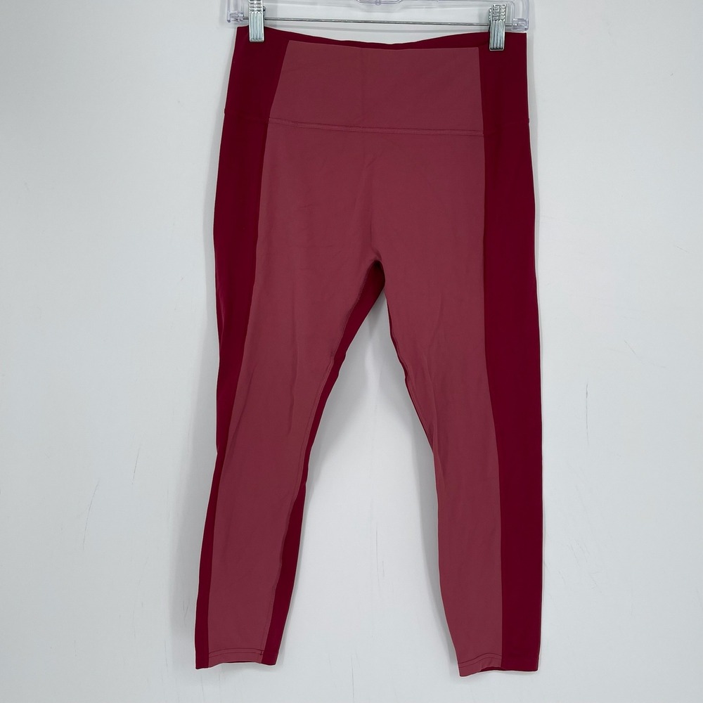 Athleta Women's Red Transcend Colorblock Yoga Workout 7/8 Tight Legging Size L